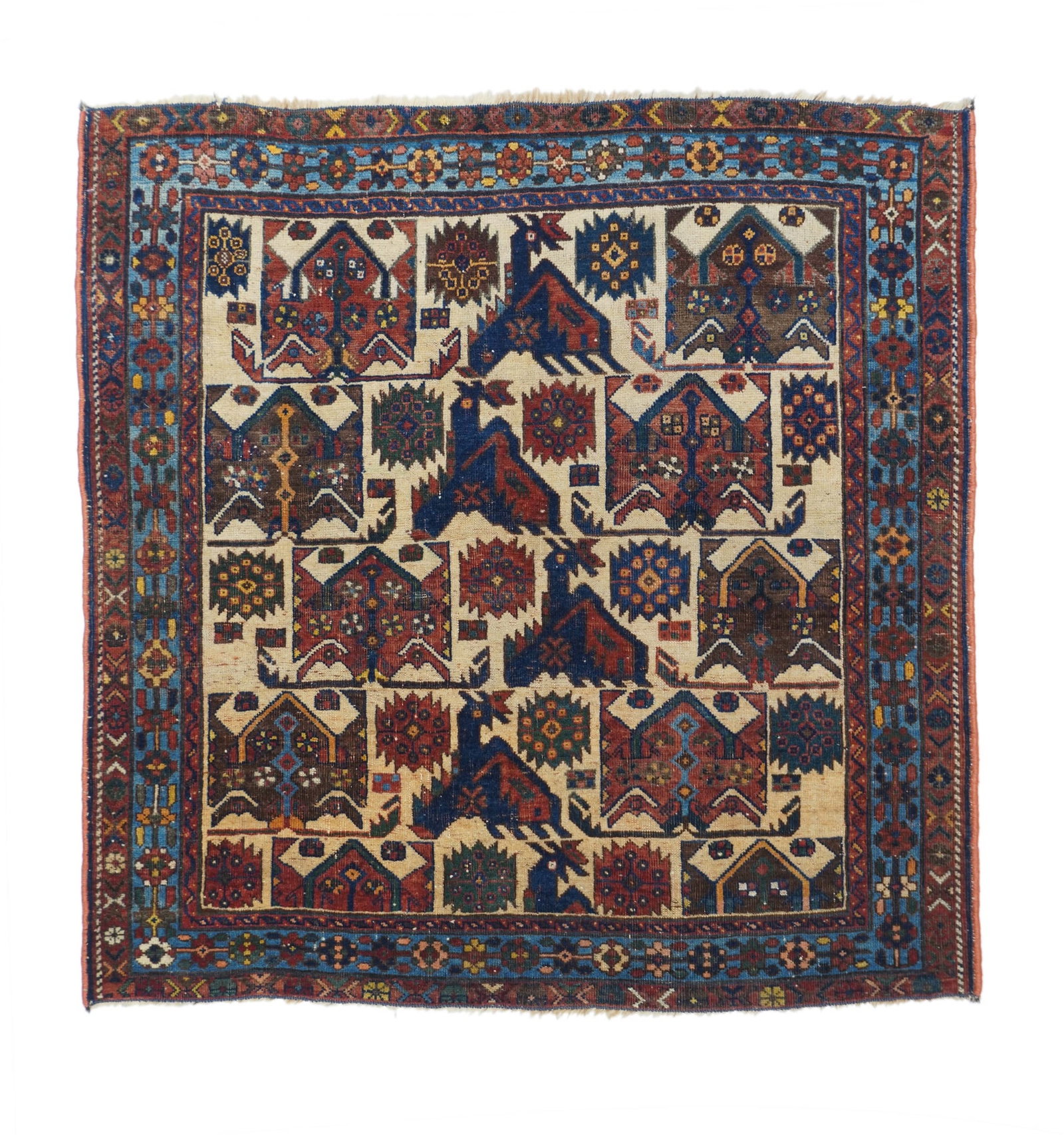 Antique Afshar Rug 3'5" x 3'7" (1.04 x 1.09 M): Antique Persian Afshar