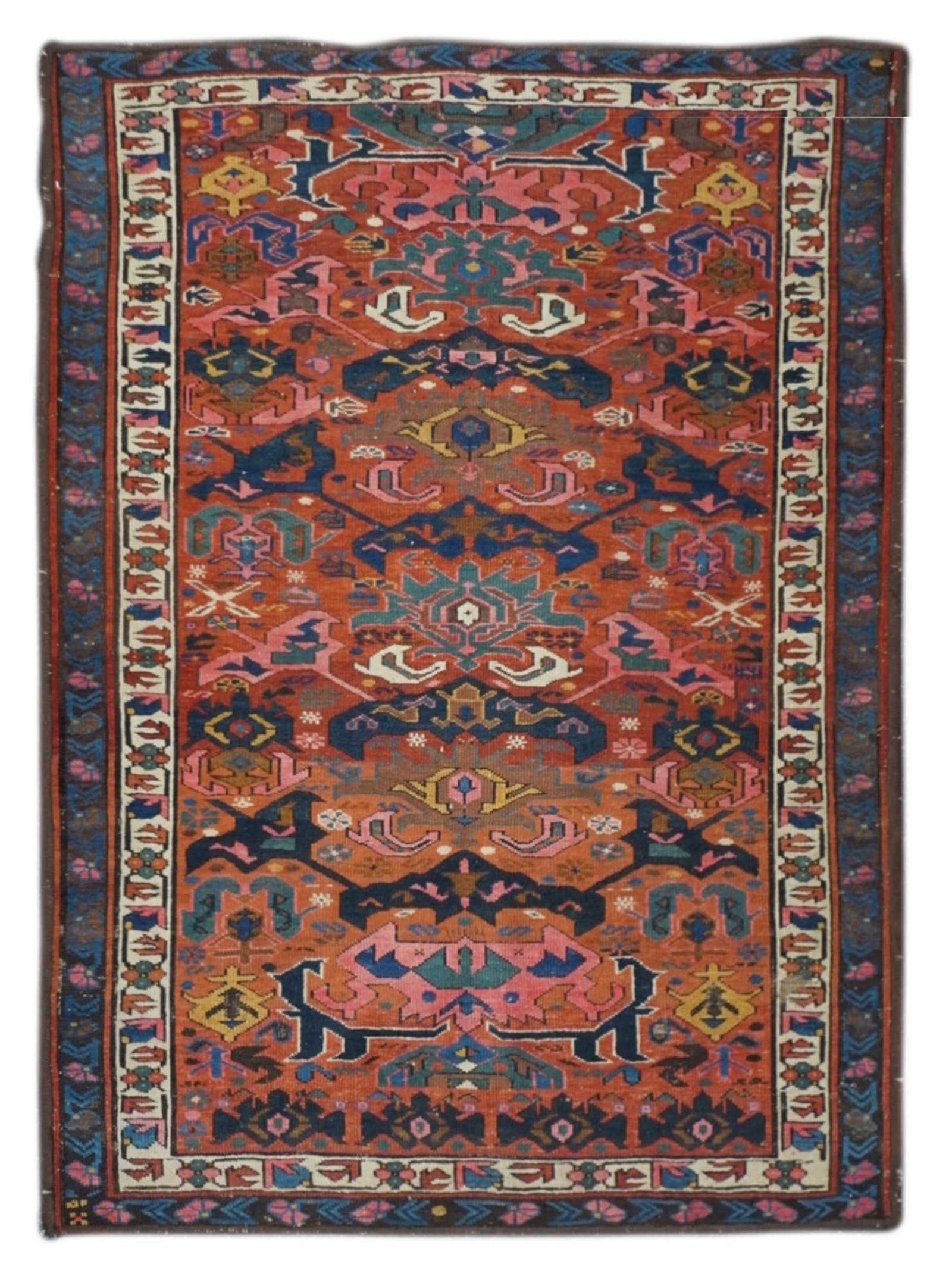 Antique Kuba Rug 3'10" x 5'3" (1.17 x 1.60 M): Antique Caucasian Kuba