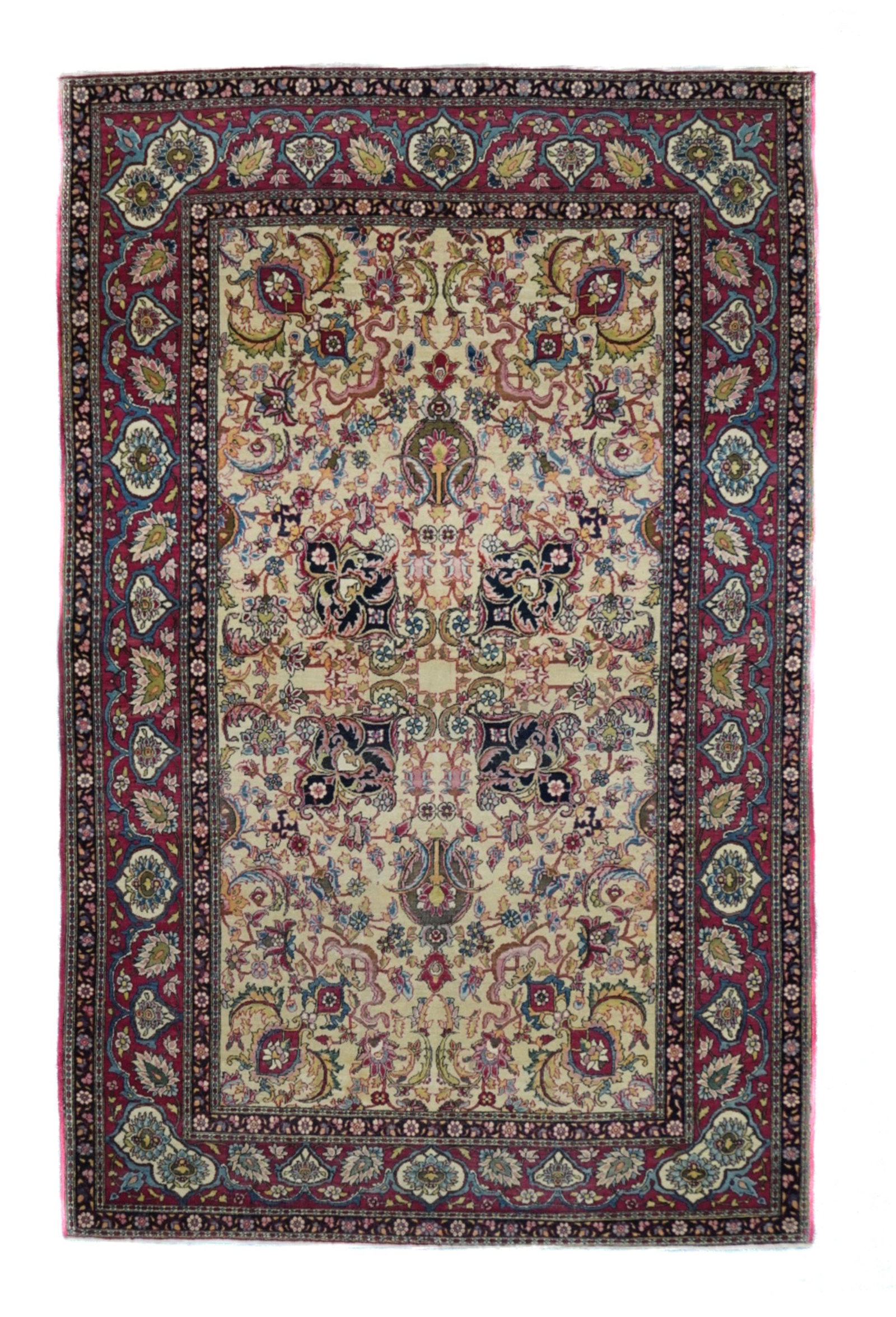 Antique Tehran Rug 4'7" x 7'3" (1.40 x 2.21 M): Antique Persian Tehran