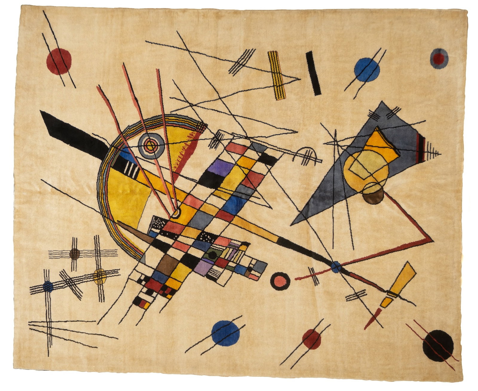 French Art Deco after Kandinsky Rug 6'7" x 8'1" (2.01 x 2.46 M): Fine French Art Deco designed after Kandinsky