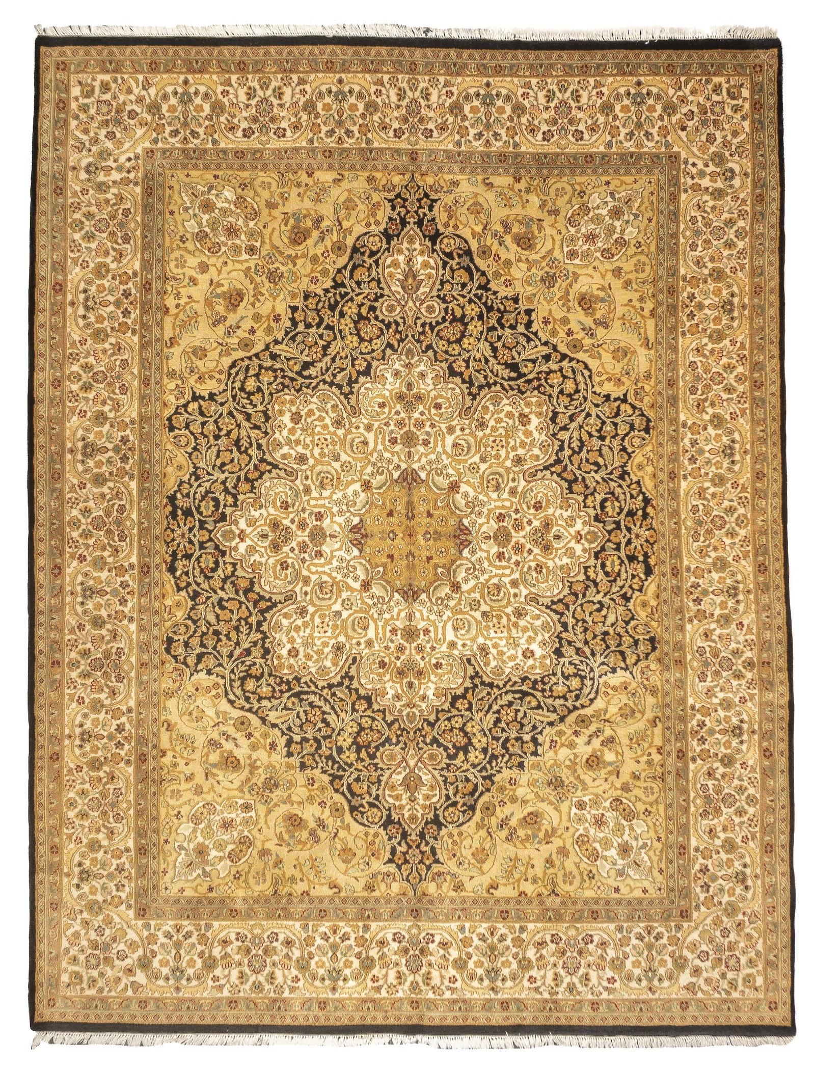 Fine Vintage Indo Tabriz Rug 8'9" x 11'8" (2.67 x 3.56 M): Fine Vintage Indo Tabriz