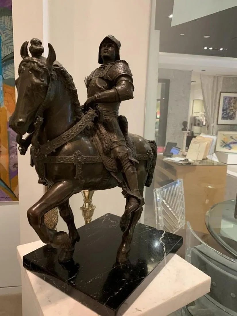 Monument ˆ Bartolomeo Colleoni - After Verrocchio: Monument a Bartolomeo Colleoni (bonze Sculpture) by Andrea del Verrocchio Leopardi 1487-1488 with Marble Base Dimensions 23 x 23 in. Date 1487-1488. Please let us know if you need any additional infor