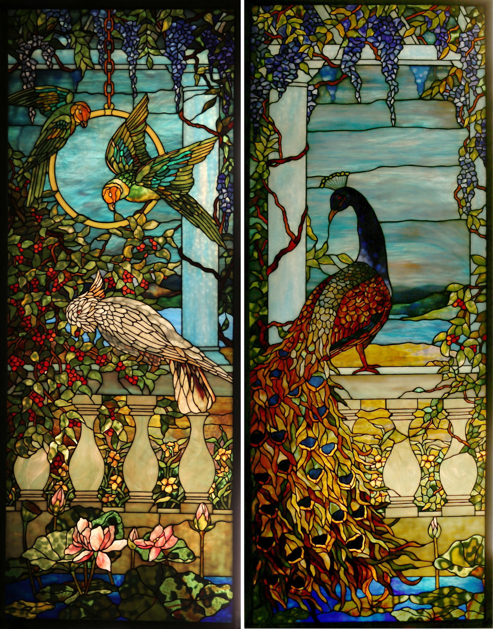 Pair of Tiffany Leaded Glass Windows (1 of 9)