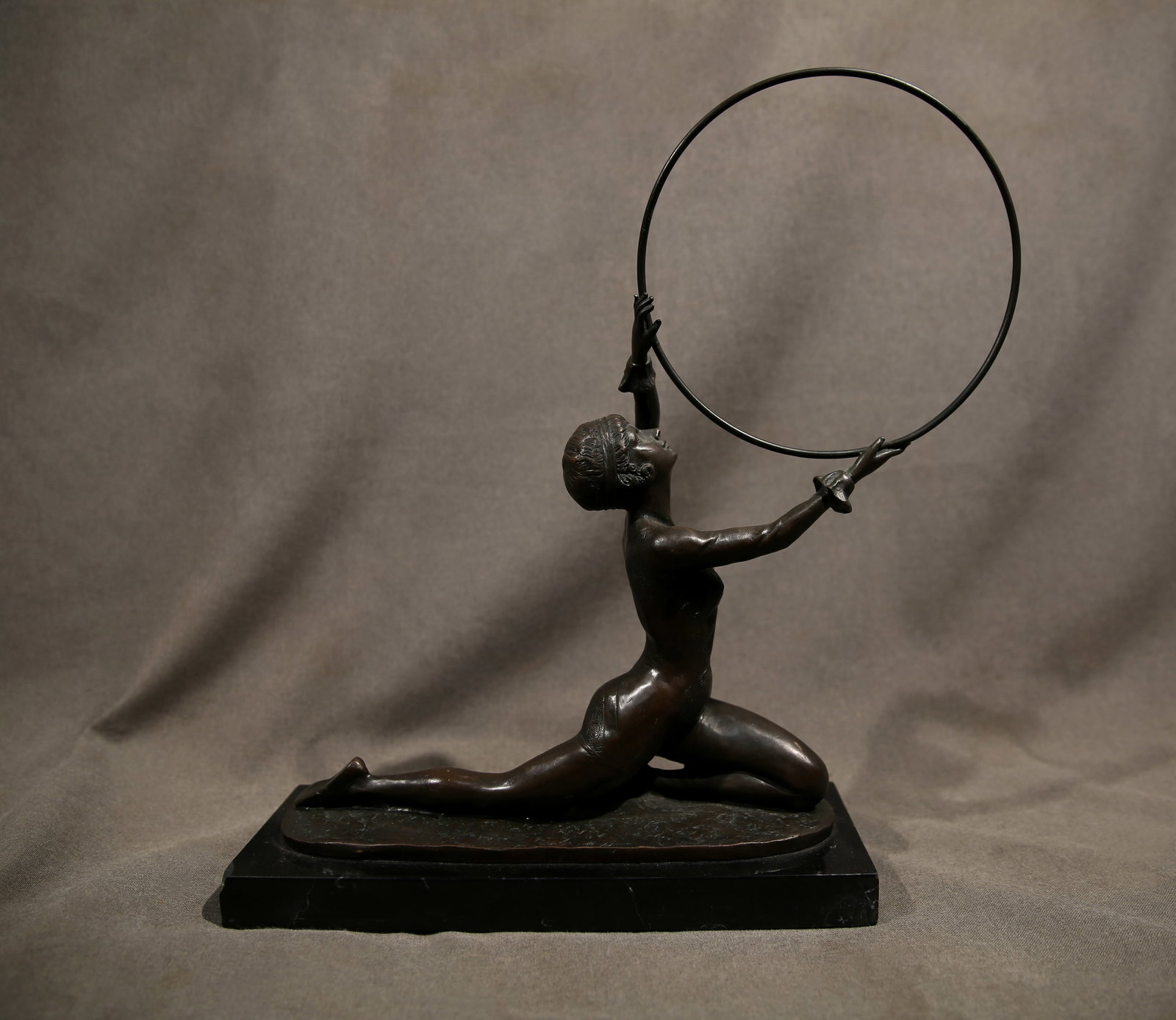 Acrobat Performer Sculpture - Ferdinand Preiss: Ferdinand Preiss (GERMAN, 1882-1943) Bronze 16" x 15" x 4.5" Acrobat Performer Sculpture