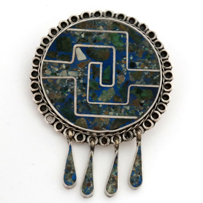 Vintage sterling silver round pendant / brooch (1 of 3)