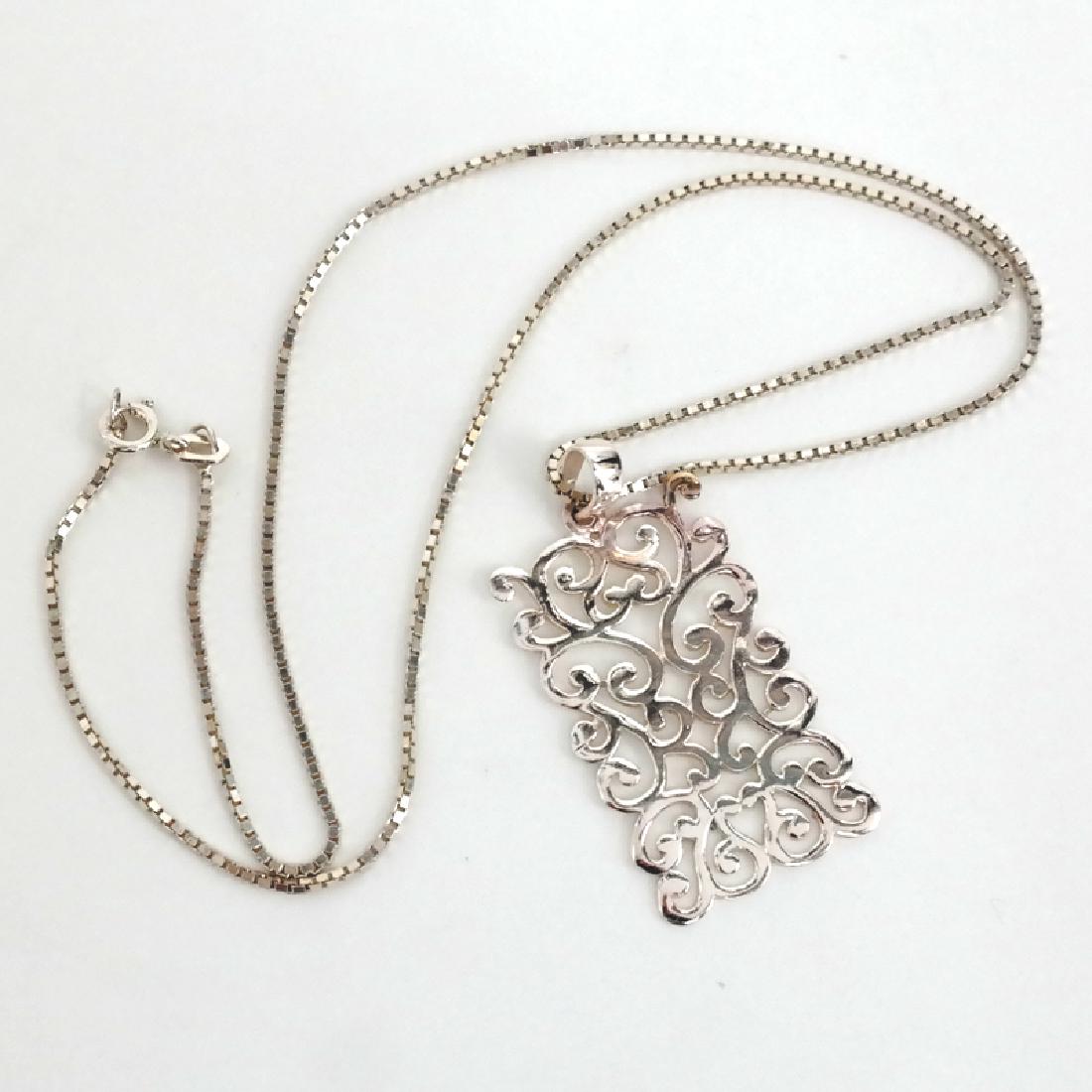 Sterling Silver rectangular pendant and box chain (1 of 3)