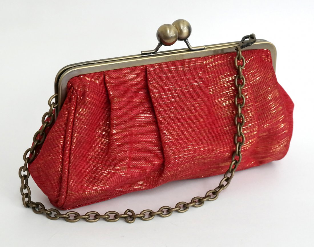 Red color with gold flakes ladies evening purse bag (1 of 3)