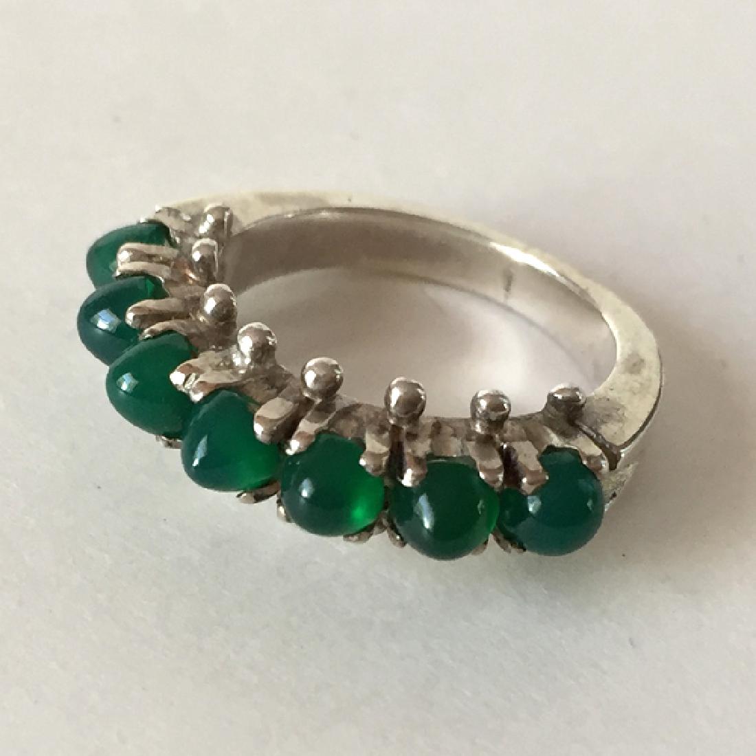 Sterling silver 7 round green emerald color onyx (1 of 5)