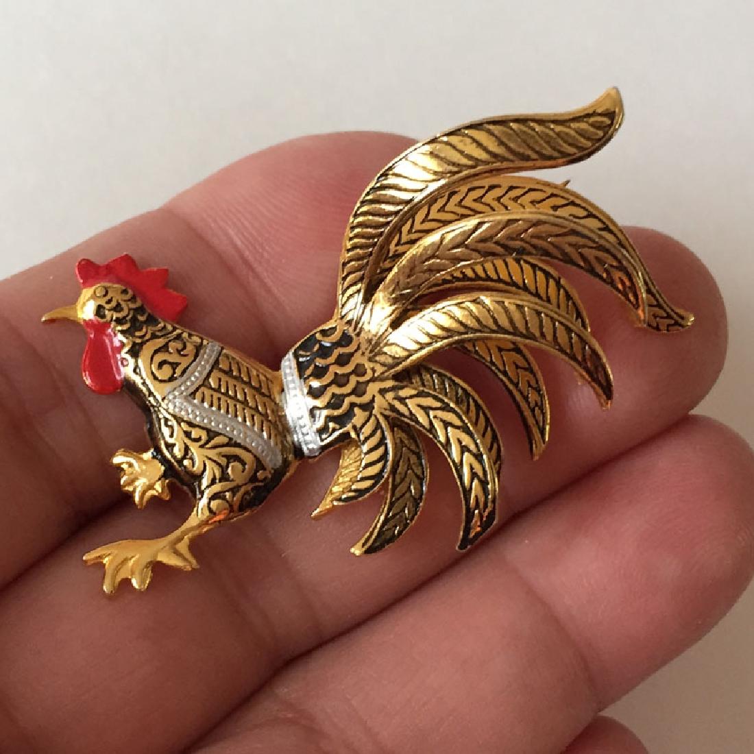 DAMASCENE, SPAIN: Gold plated black antique finish, red (1 of 3)