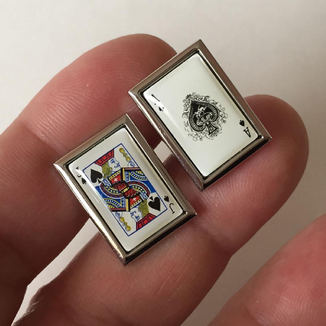Silver tone PLAYING CARD rectangular cufflinks (1 of 3)