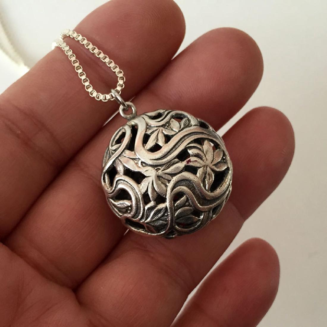 Sterling silver antique finish puffy embellished round (1 of 4)