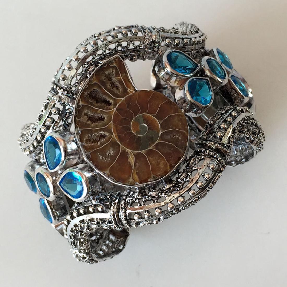 Silver tone antique finish cuff bracelet with Swiss (1 of 7)