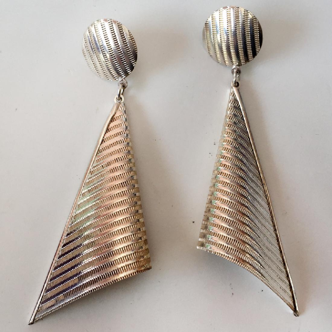 Sterling silver square darkened twisted wire post and (1 of 2)