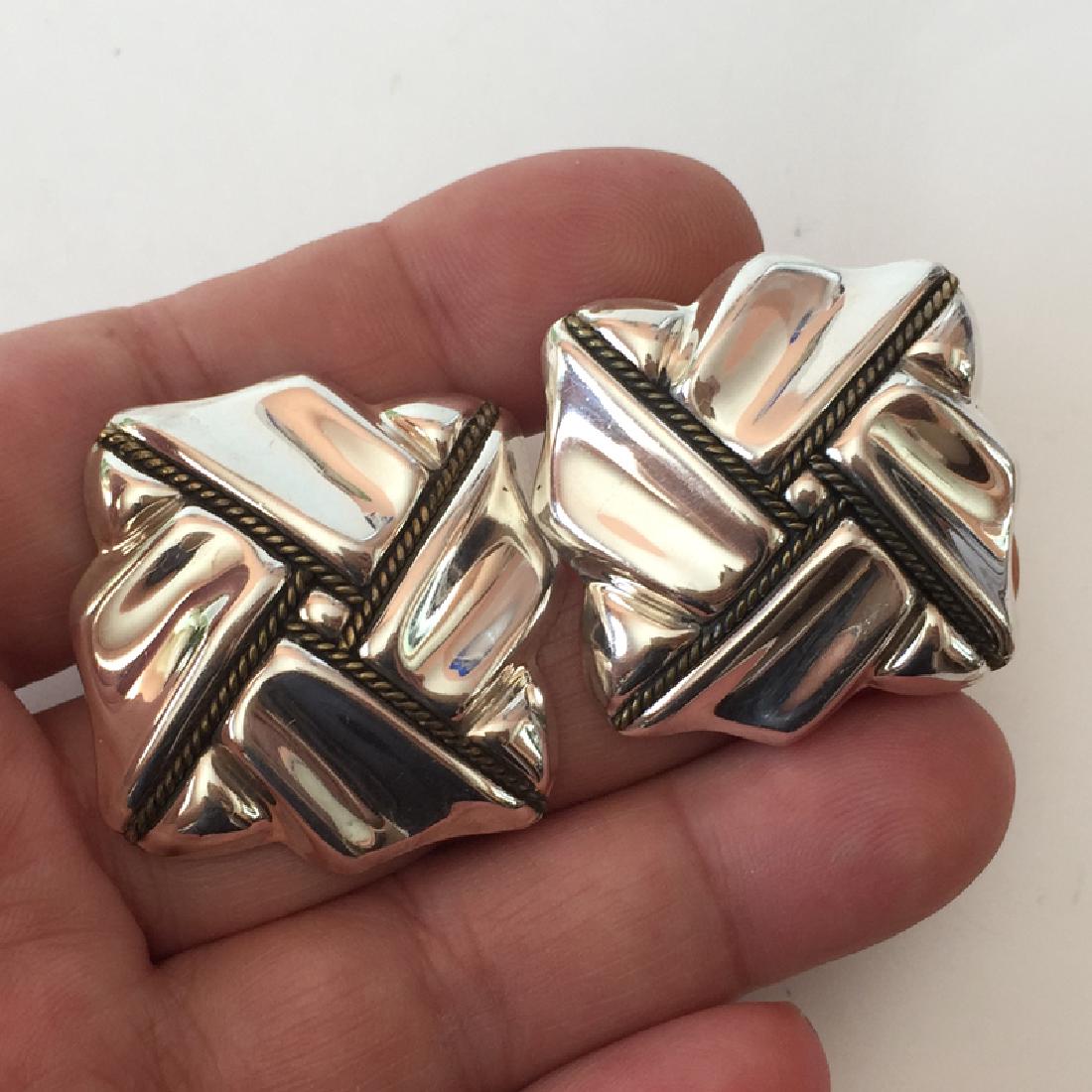 Sterling silver post and push back dangling textured (1 of 3)