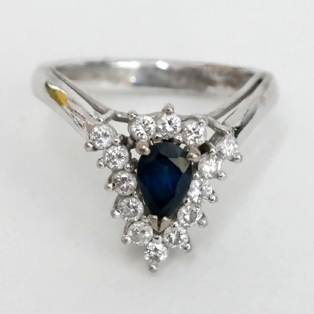 14k white gold genuine sapphires and diamond ring. Size (1 of 6)