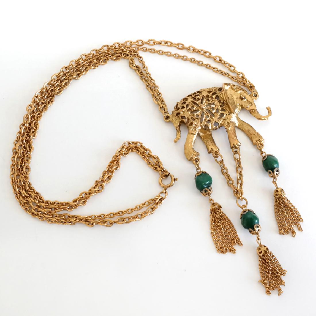 Gold plated 2 strands oval link chains with ELEPHANT (1 of 3)