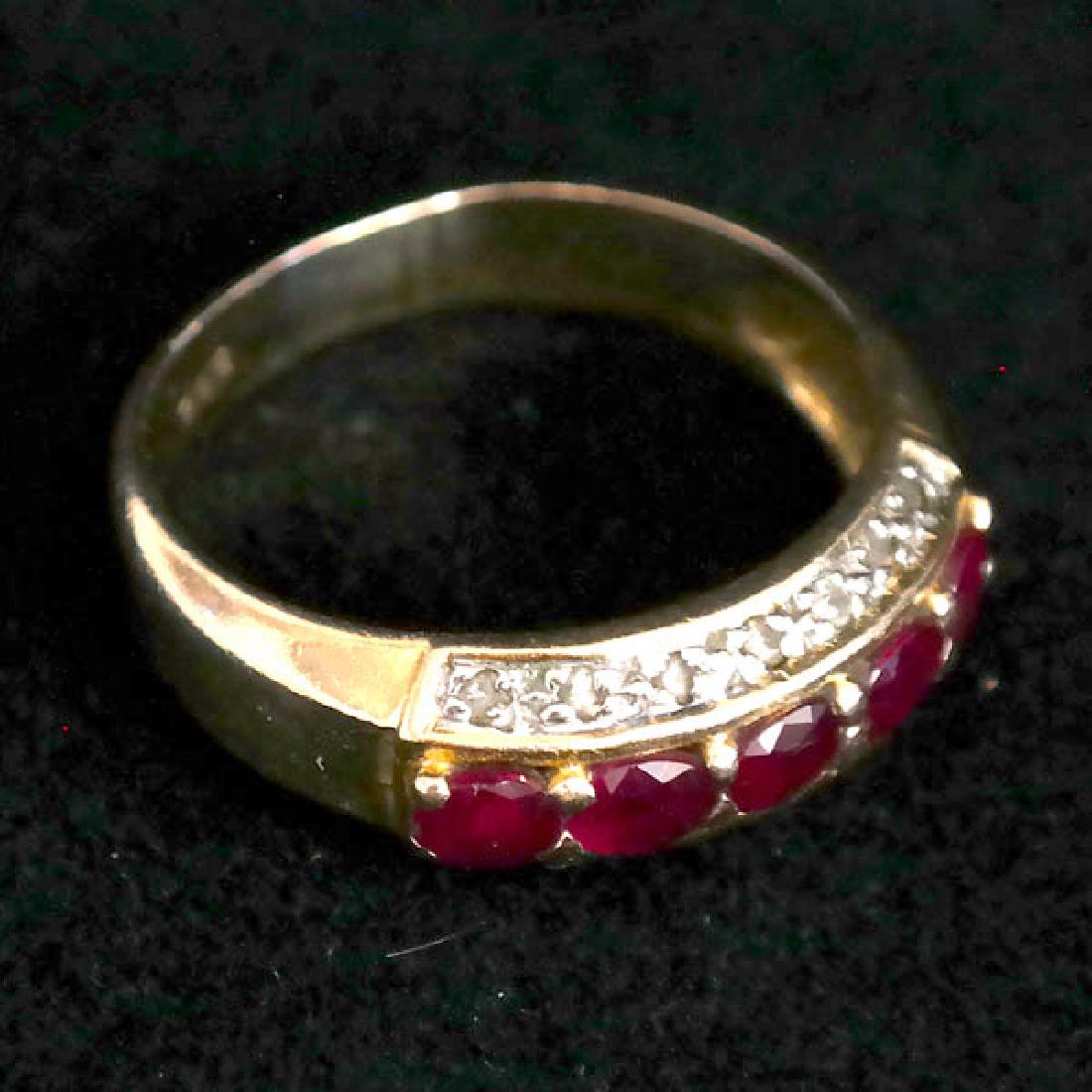 14k yellow gold diamond and ruby ring. Size 6 1/4 (1 of 8)