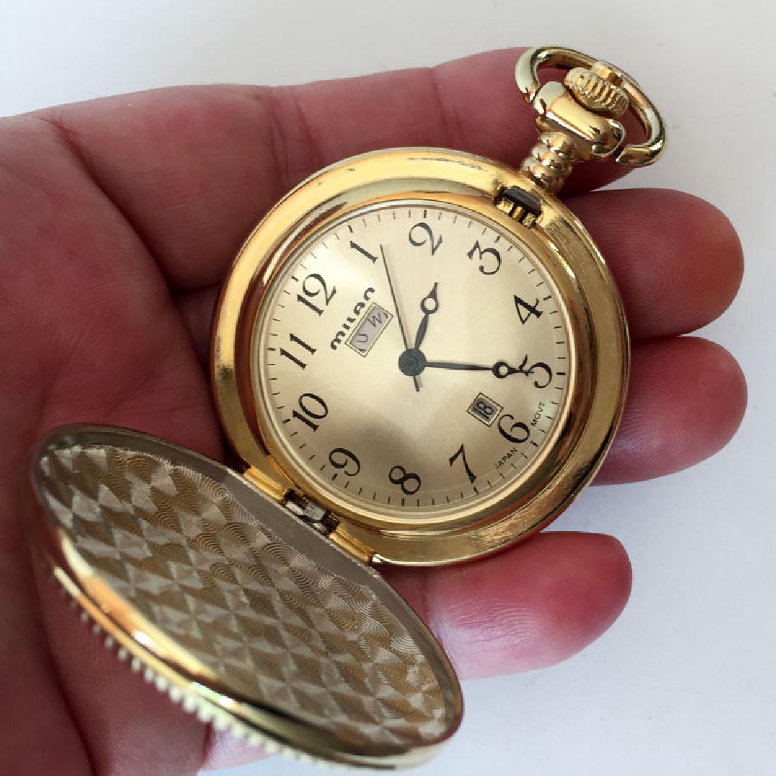 Gold plated round MILAN Japan movement Day Date pocket (1 of 7)
