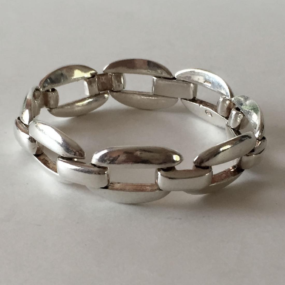Sterling silver flexible heavy links bracelet with (1 of 4)