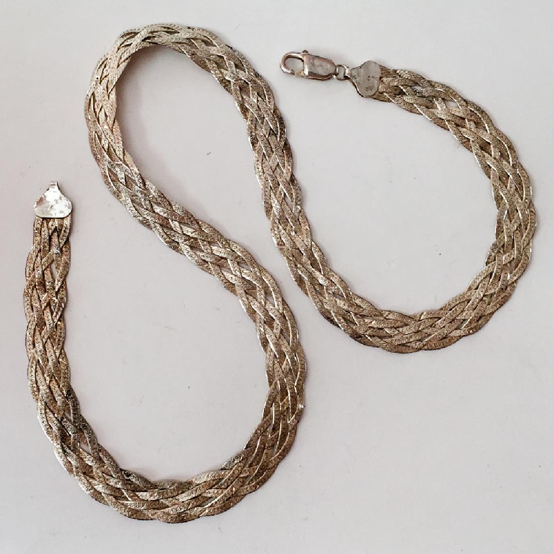 Sterling silver diamond cut flexible braided flat (1 of 3)