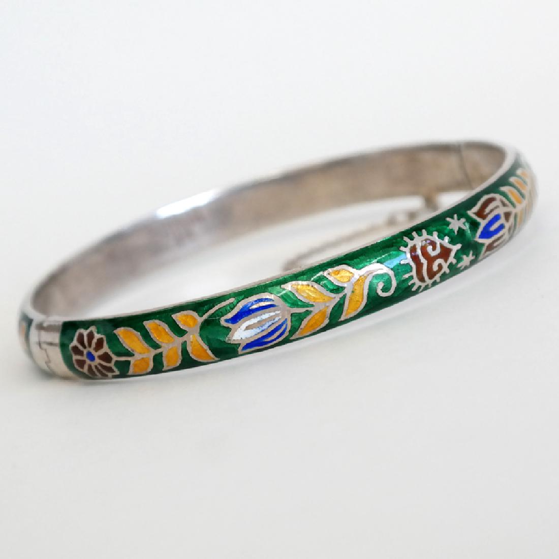 Vintage sterling silver bangle bracelet with enamel, (1 of 4)