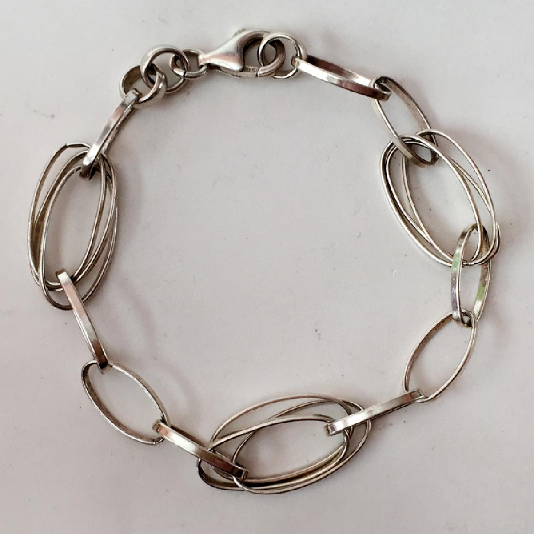 Sterling silver oval shaped links bracelet with lobster (1 of 2)