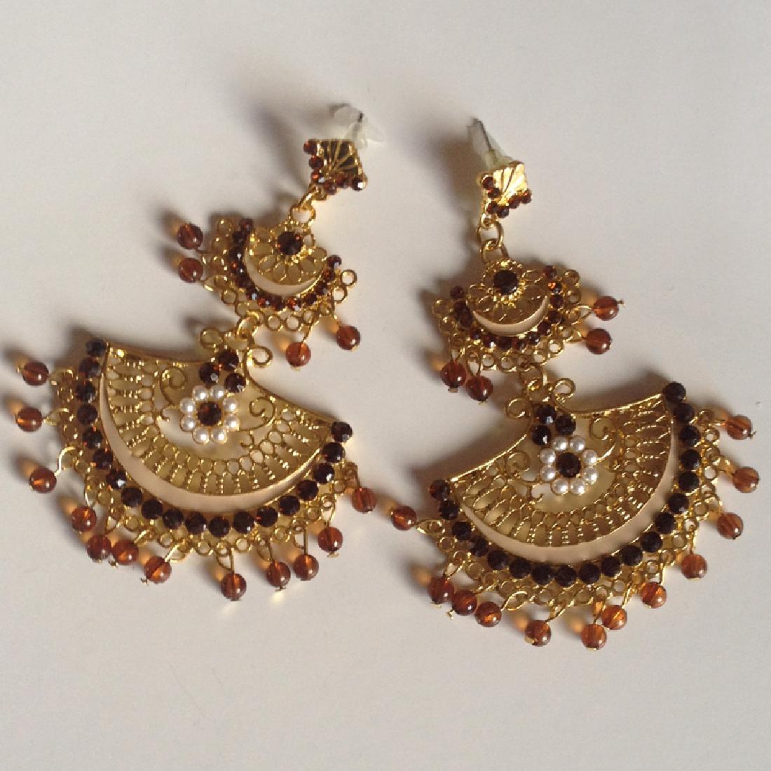 Gold plated post and push backs dangling earrings with (1 of 3)