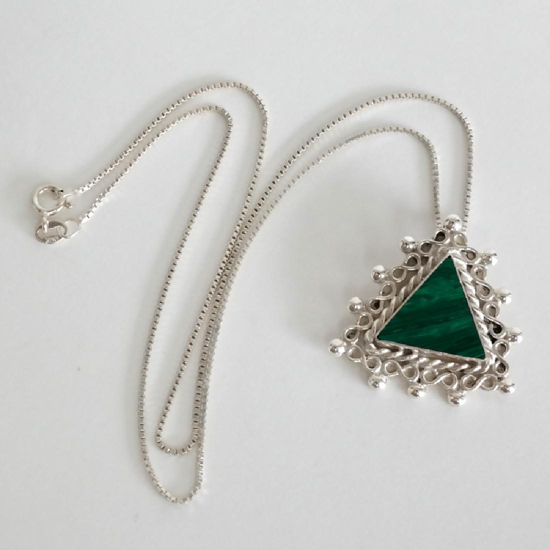 Sterling silver box chain and triangle shape malachite (1 of 3)
