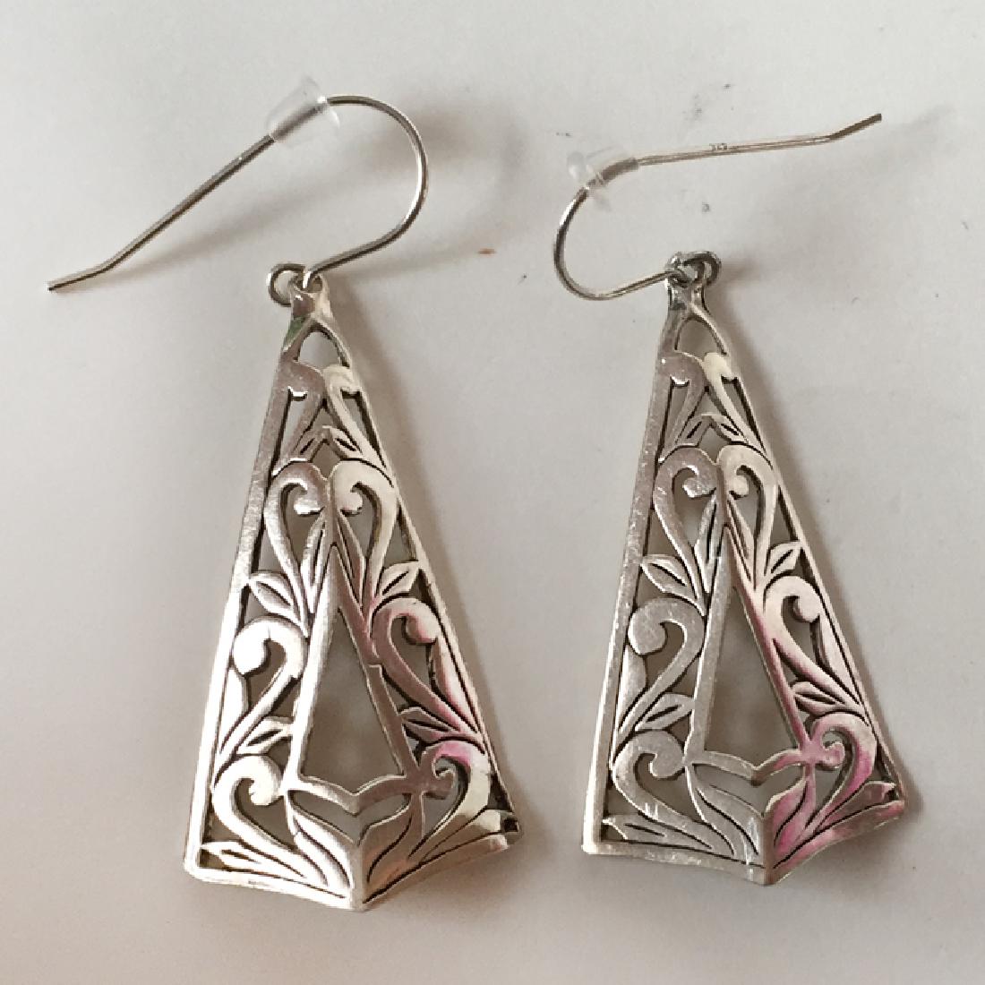 Sterling silver kite shape dangling fish hook earrings (1 of 2)