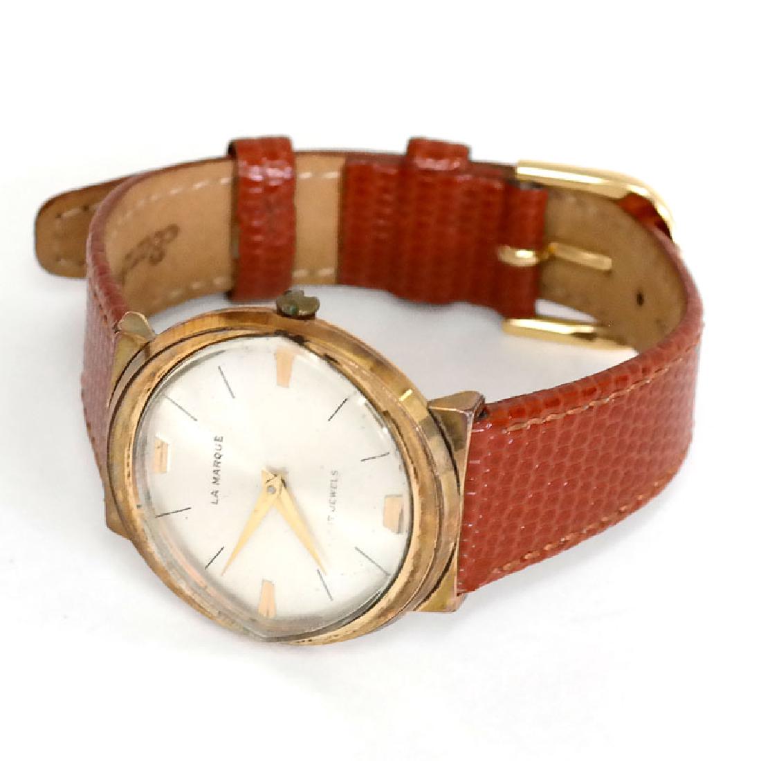 Gold plated oval men's LA MARQUE 17 jewels SWISS watch