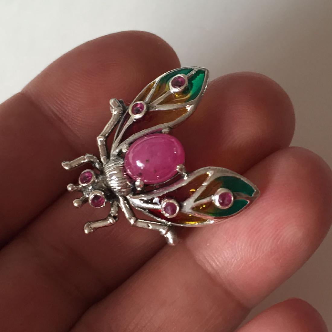 Sterling silver FLY shaped brooch / pendant with (1 of 4)