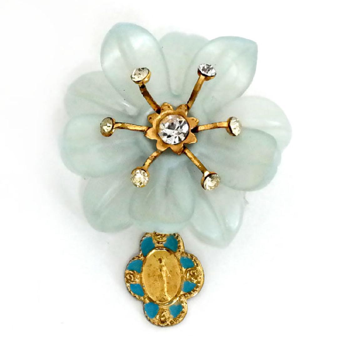 Blue petals and gold plated white rhinestones center (1 of 2)