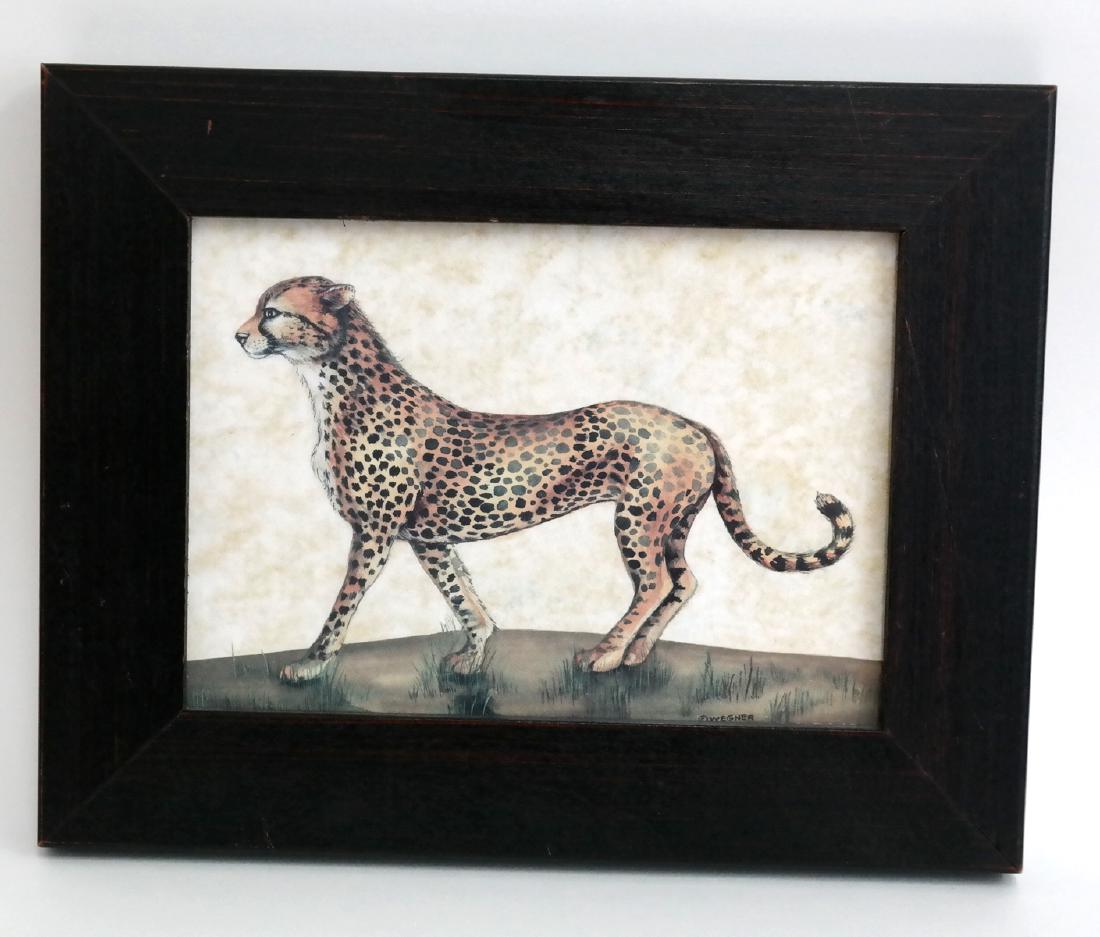 Vintage Leopard color print in wooden frame covered (1 of 4)