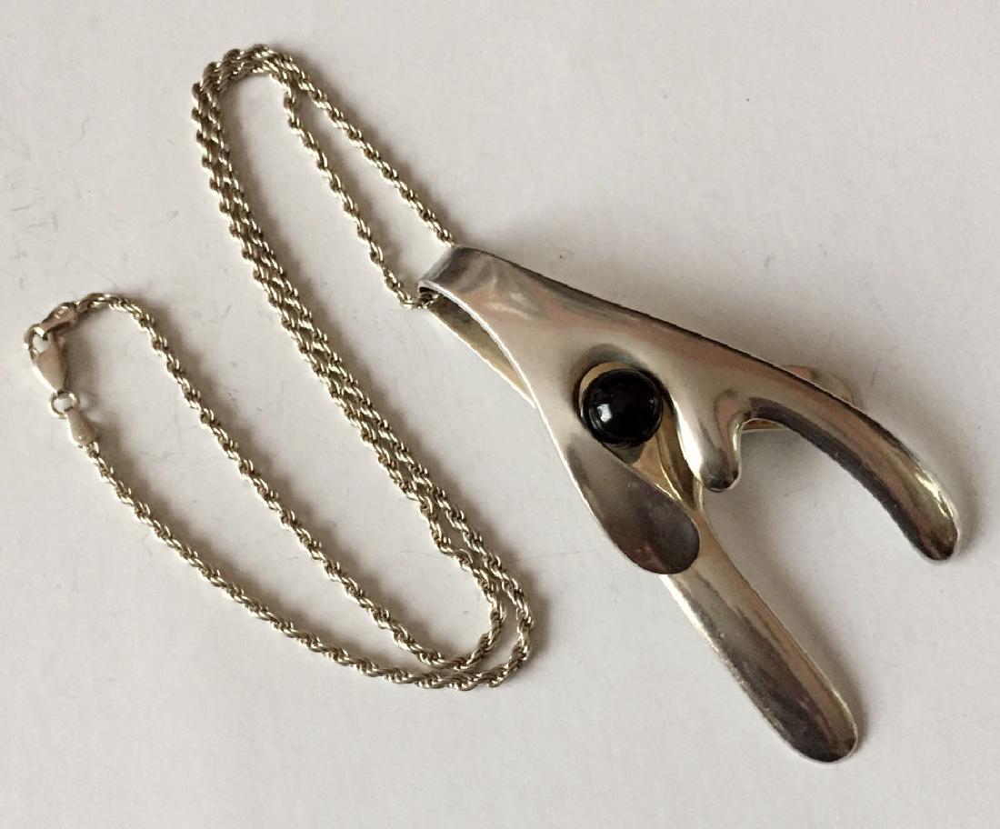 Sterling silver huge pendant with 12 mm round black (1 of 6)