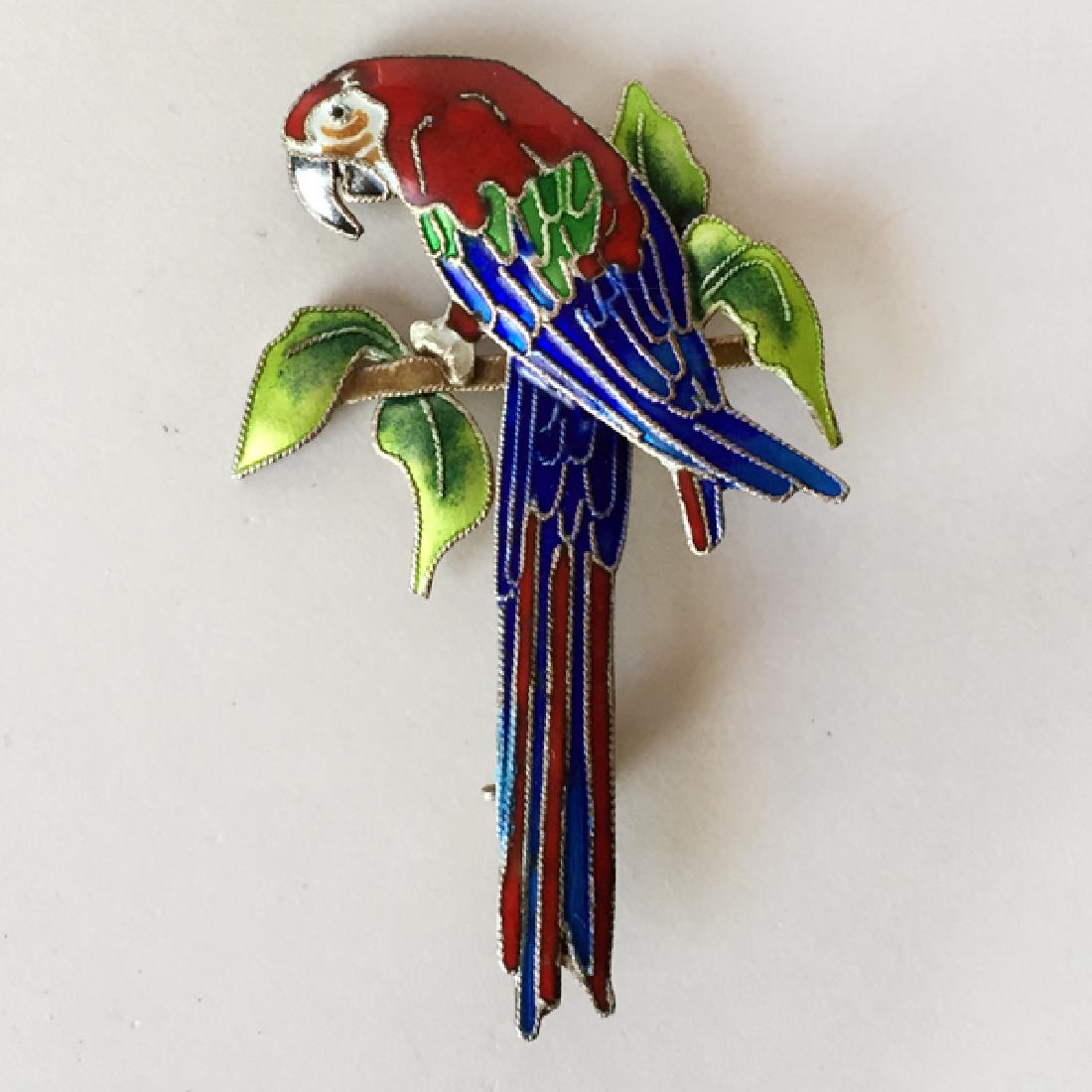 ZARAH: Sterling silver PARROT shaped brooch with hand (1 of 3)
