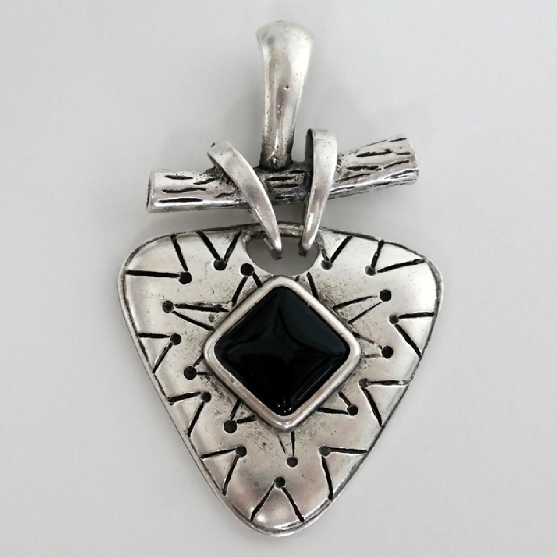 Silver tone triangle shape dangling pendant with square (1 of 2)