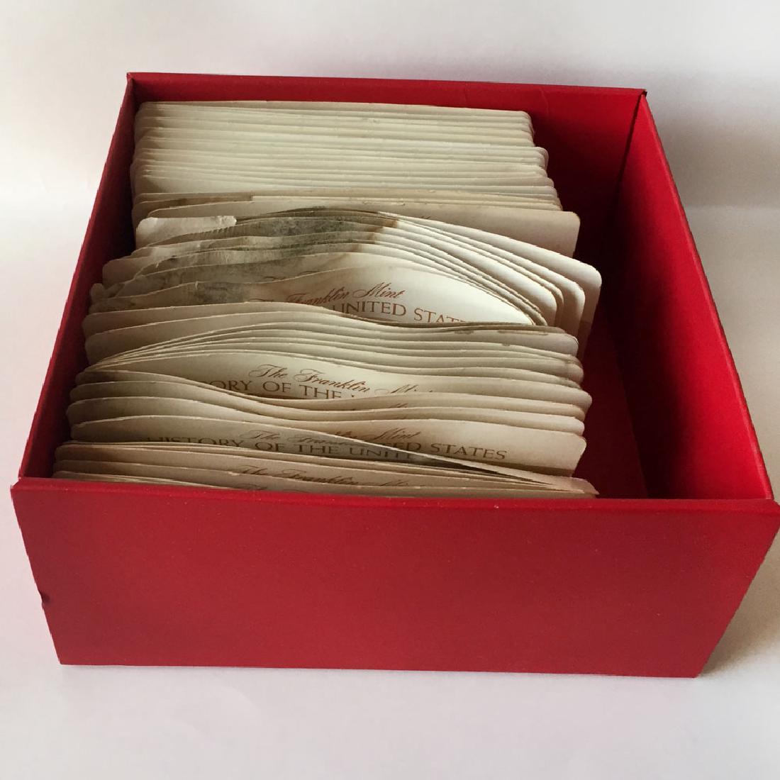 Vintage Franklin Mint HISTORY OF UNITED STATES 100: Vintage Franklin Mint HISTORY OF UNITED STATES 100 SOLID BRONZE medals (coins) set 1876 - 1975. Special edition, medals comes in 50 cards, 2 medals in each. Medals measured 45 mm or 1 3/4" in diameter