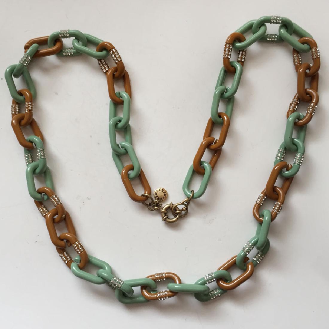 Metal heavy links covered with green and brown enamel (1 of 4)