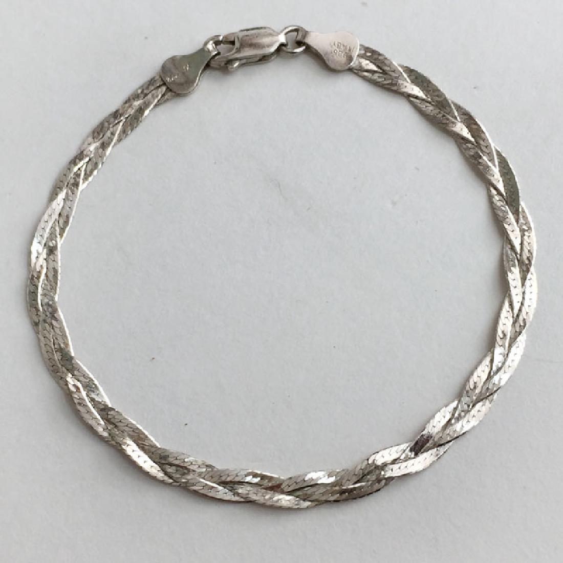 Sterling silver diamond cut 4 mm braided bracelet with (1 of 2)