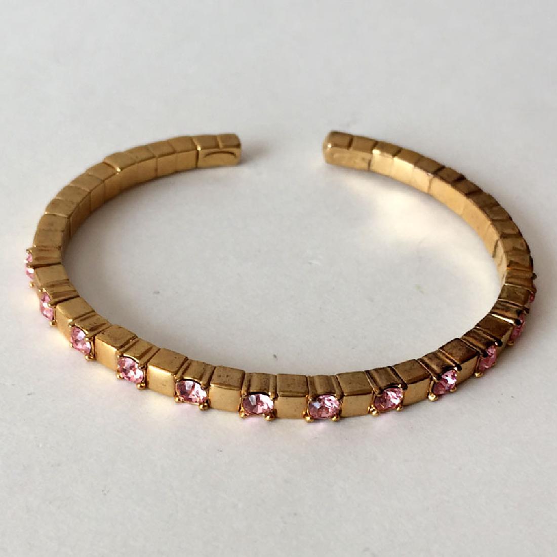 JR CHINA: Gold plated cuff flexible bracelet with pink (1 of 3)