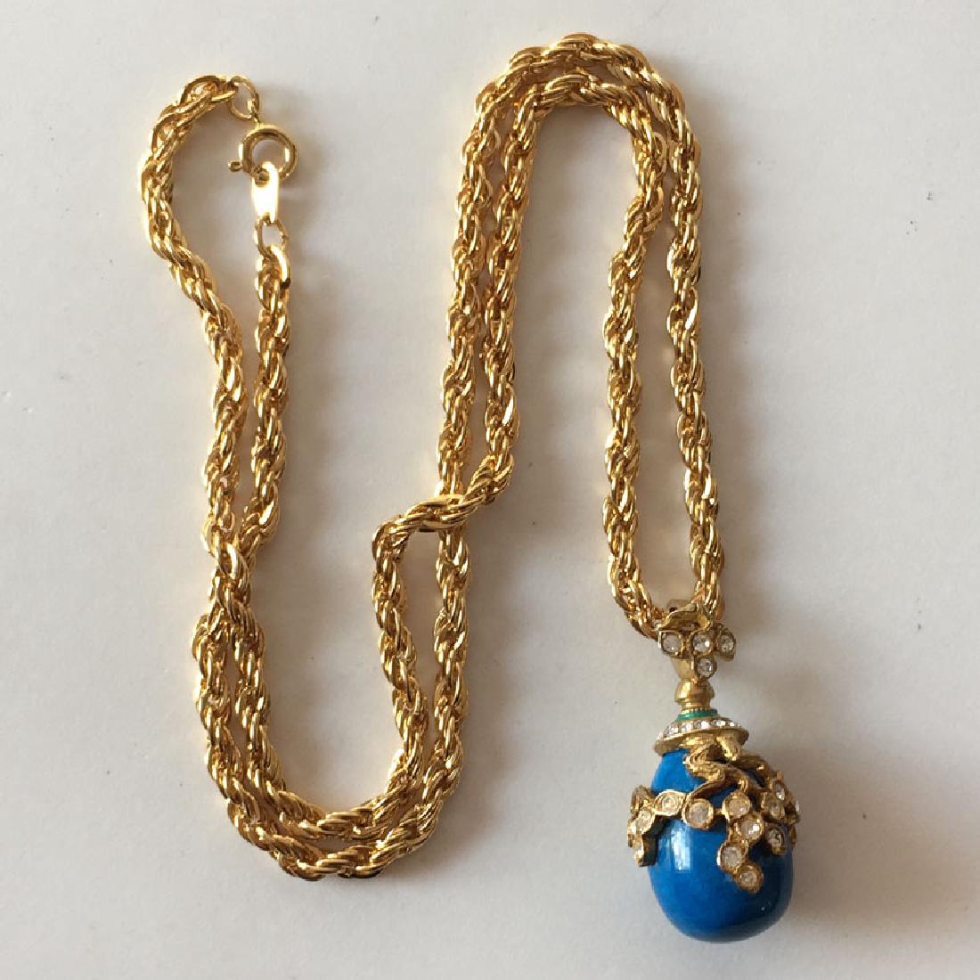 Gold plated diamond cut thick rope style chain and blue (1 of 6)