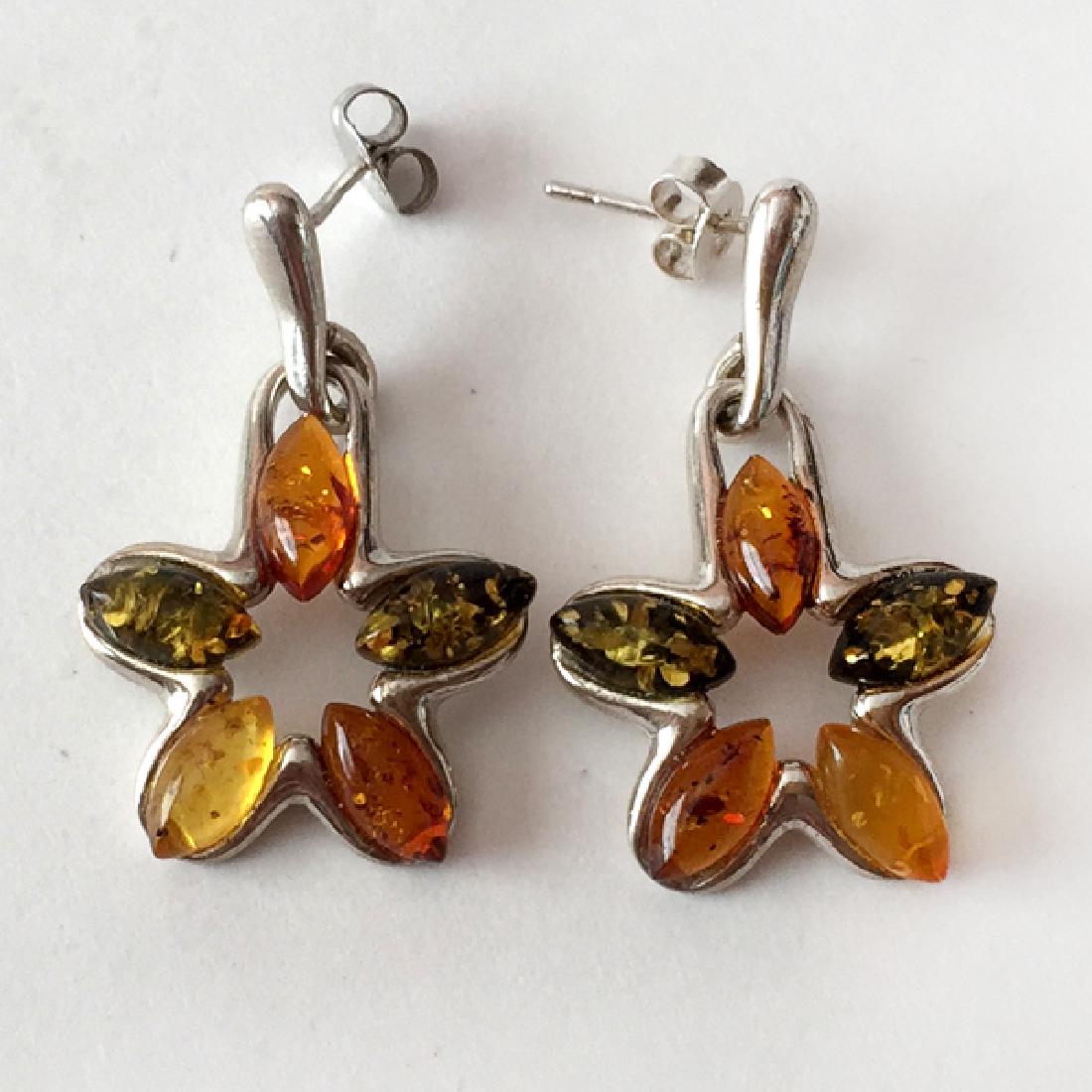 Sterling silver dangling post and push back earrings (1 of 2)