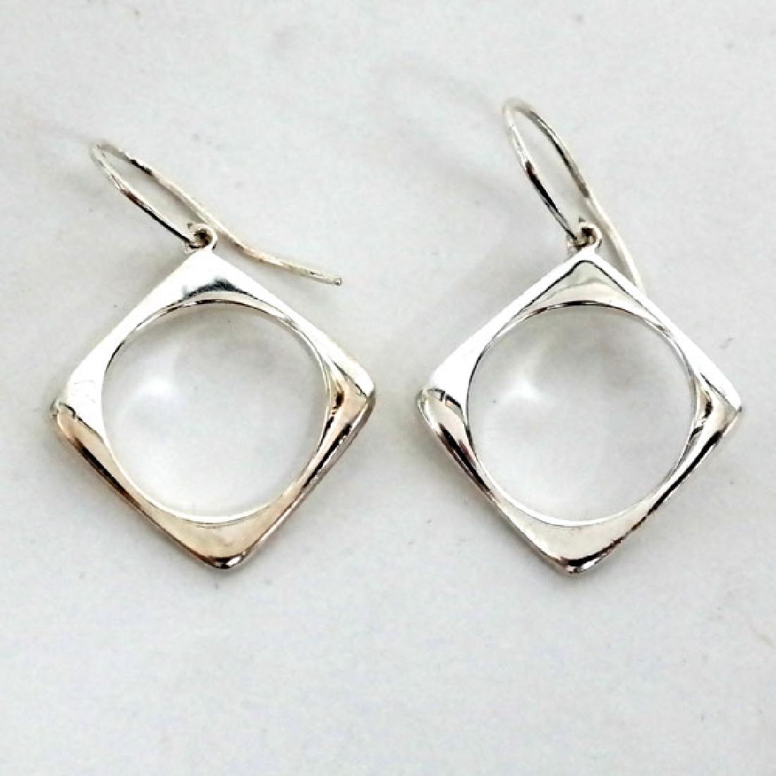 Sterling silver square shape dangling fish hook (1 of 2)