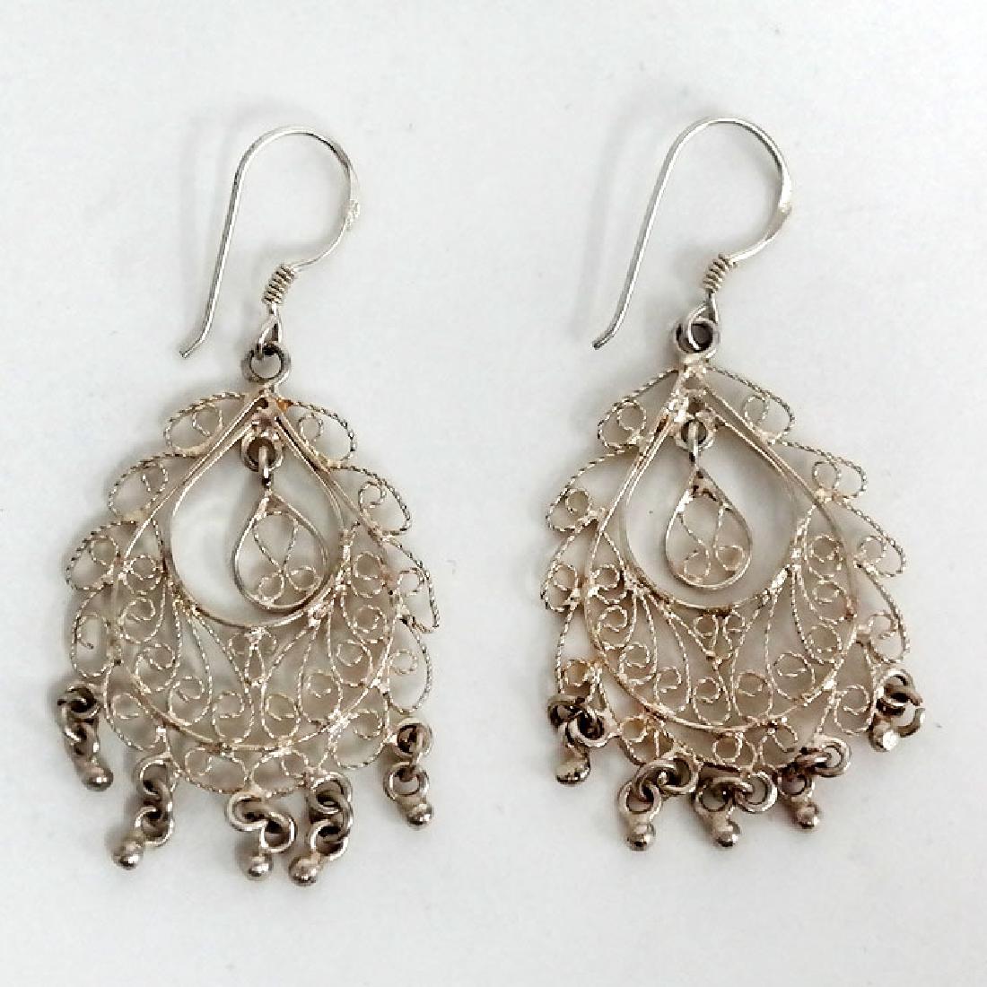 Sterling silver hand made filigree dangling fish hook (1 of 2)