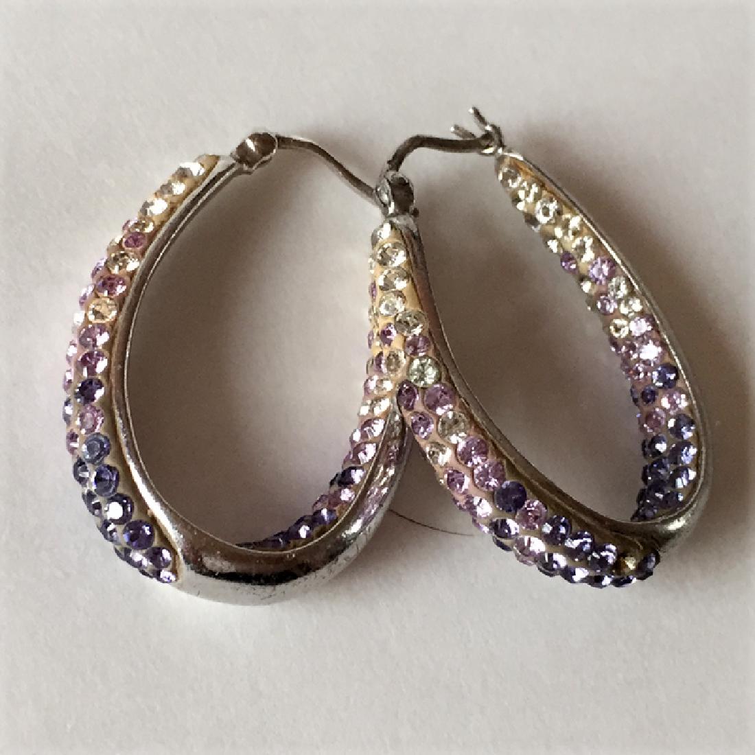 Sterling silver oval shaped in/out crystals hoop (1 of 3)