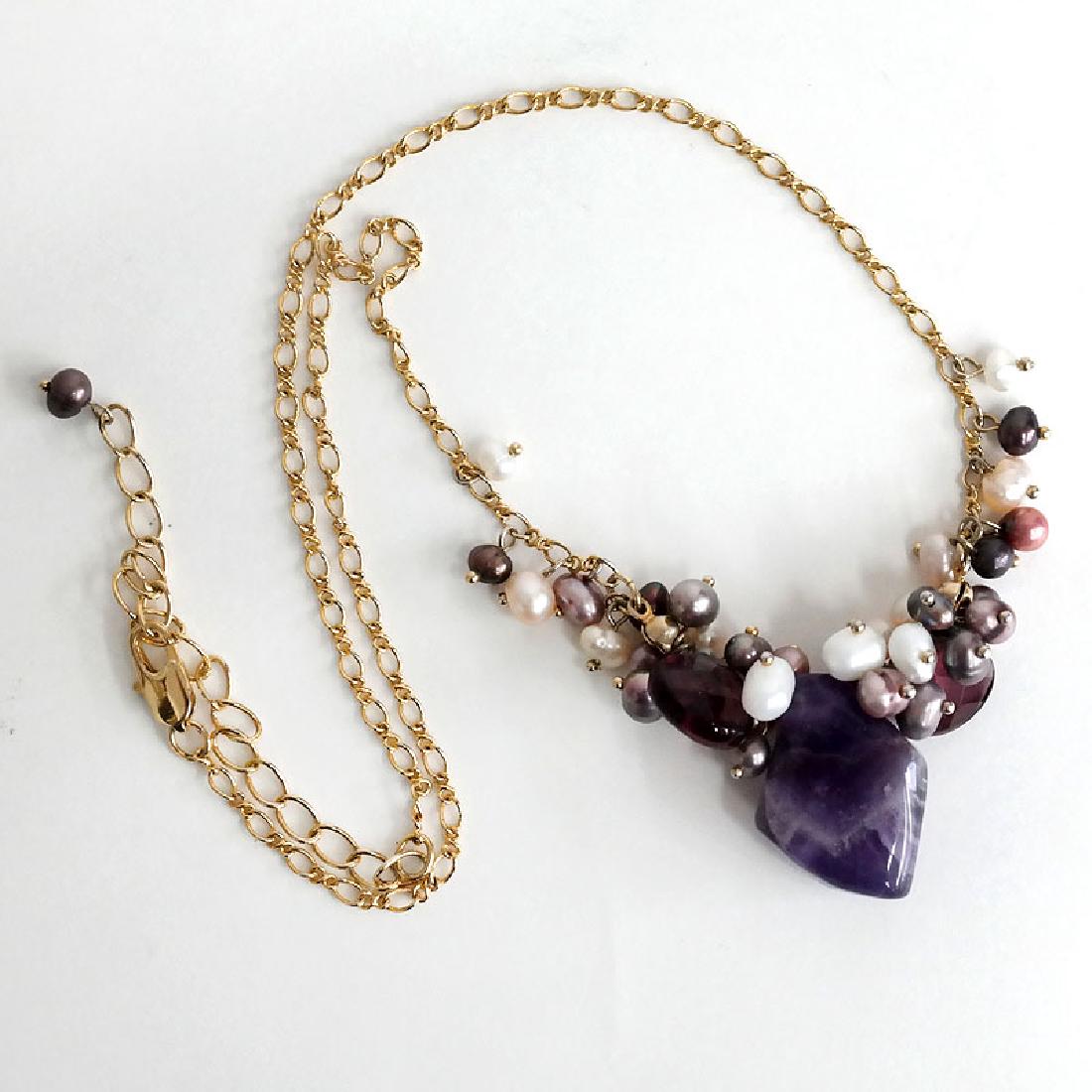 Hand made necklace with genuine multi color fresh water (1 of 3)