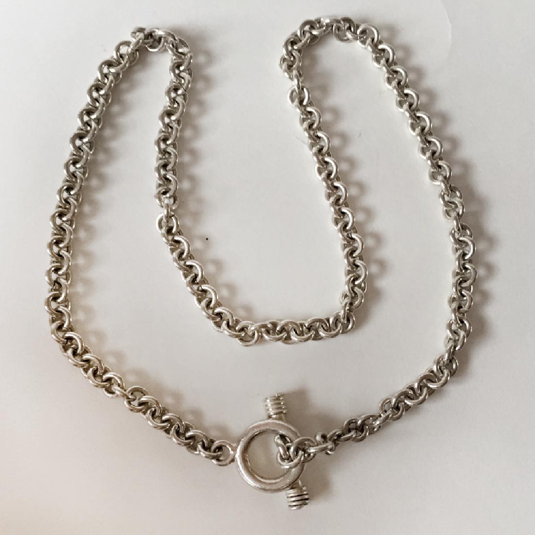 Vintage sterling silver thick round links chain with (1 of 6)