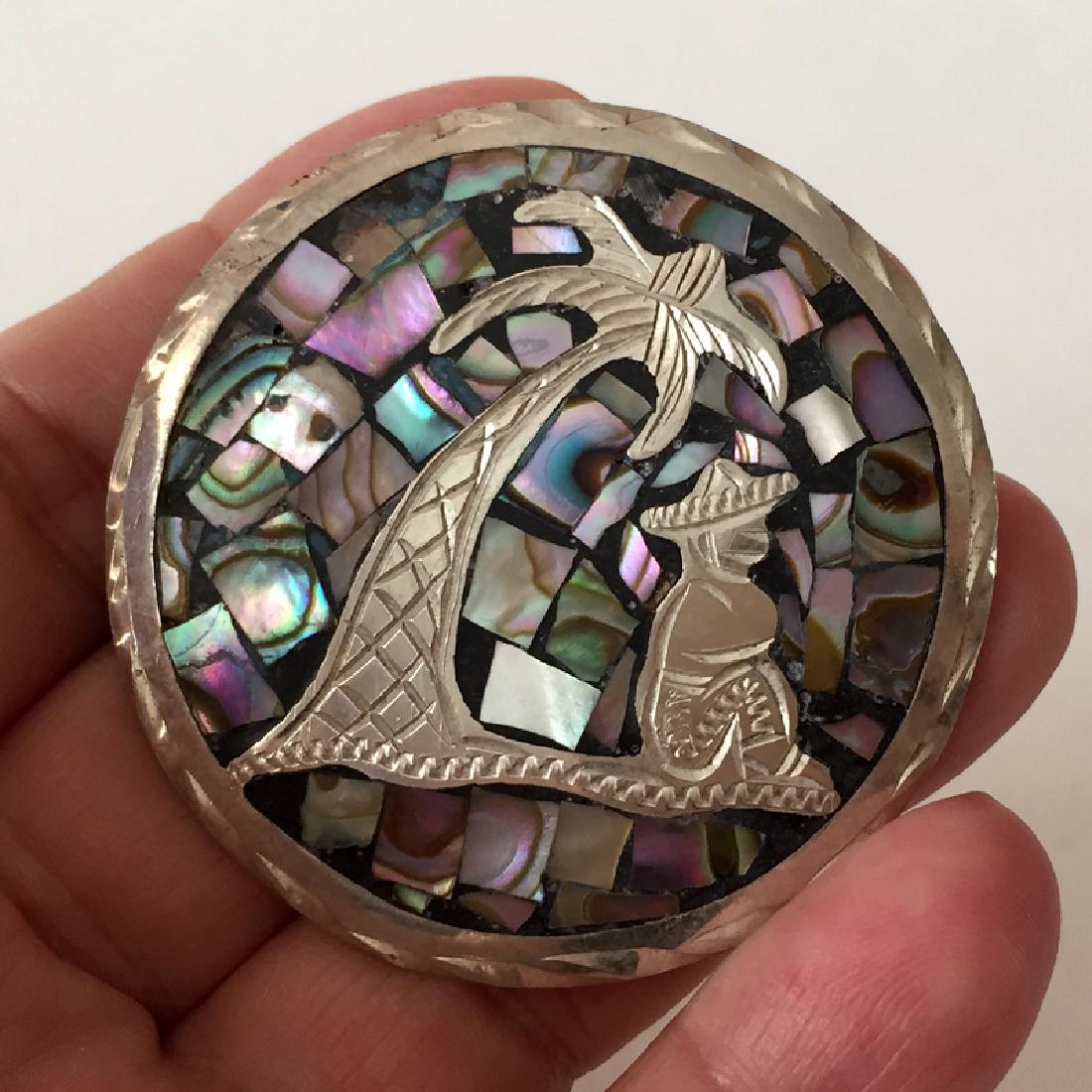 Vintage sterling silver round brooch / pendant with (1 of 3)