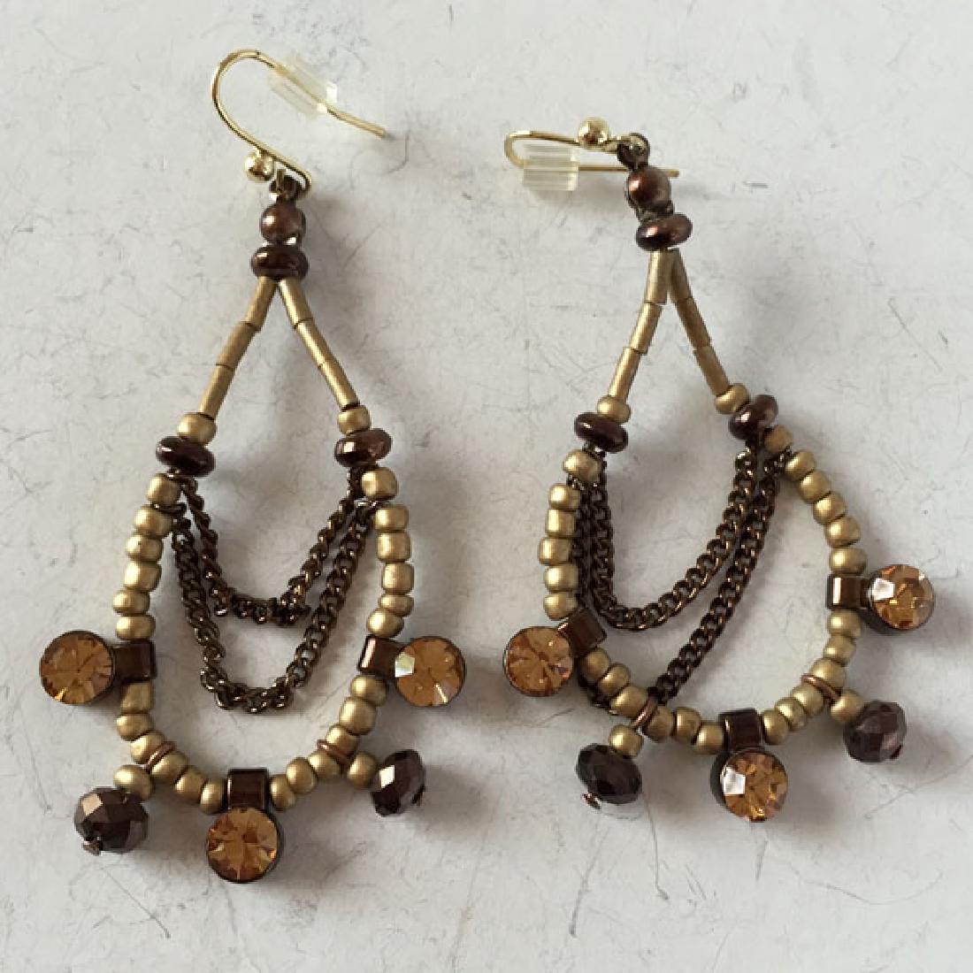 Gold plated dangling earrings with multi color (1 of 2)