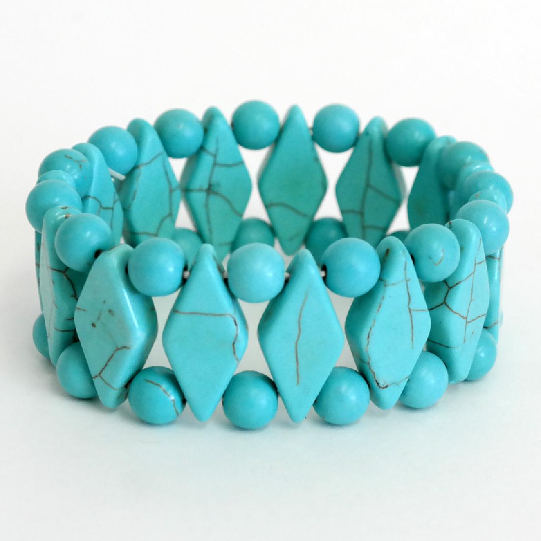 Turquoise color genuine howlite beads stretchable (1 of 3)